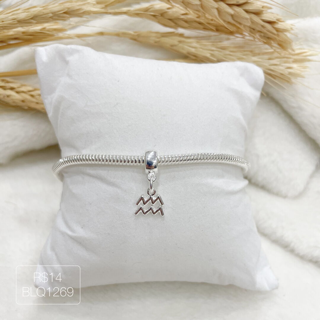 Berloque Signo Aquário Liso Prateado